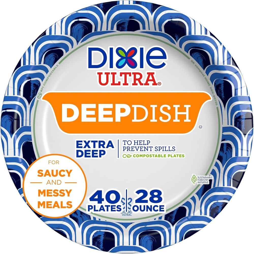 Dixie Ultra Deep Dish Indigo Heavy Duty Paper Plates 28 Oz 40 Count