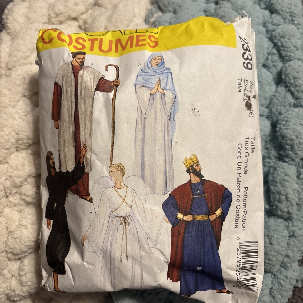 McCalls 2339 Biblical Costumes Sewing Pattern Nativity Angel Shepherd King 40-42