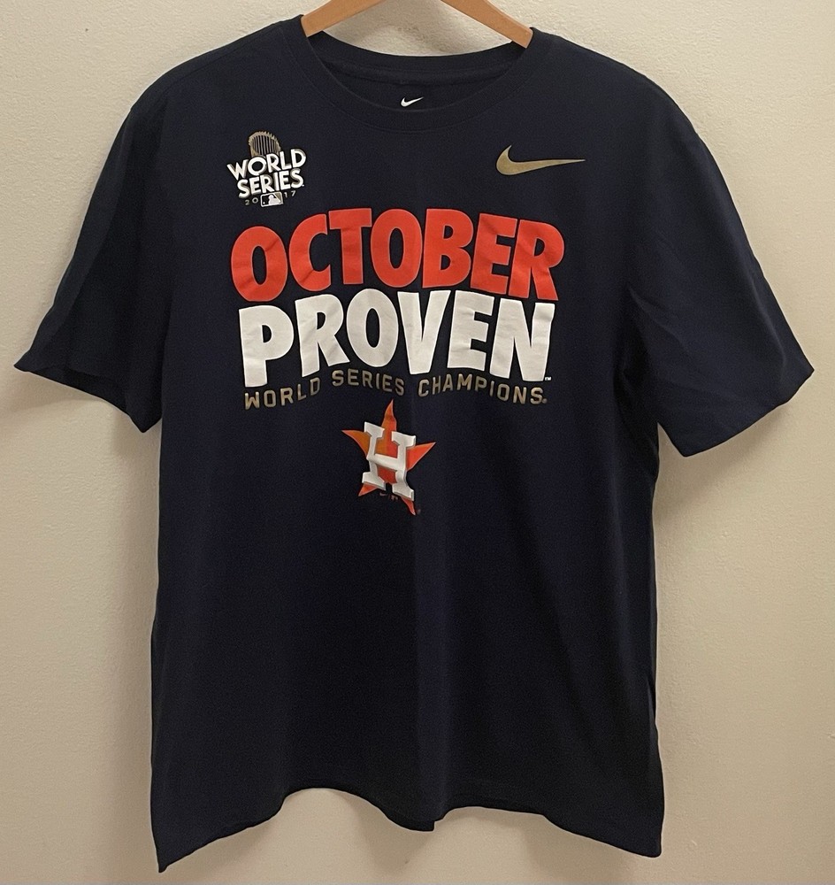 Houston Astros Blue Nike 2017 World Series Champs Shirt Men's L - Athletic Cut