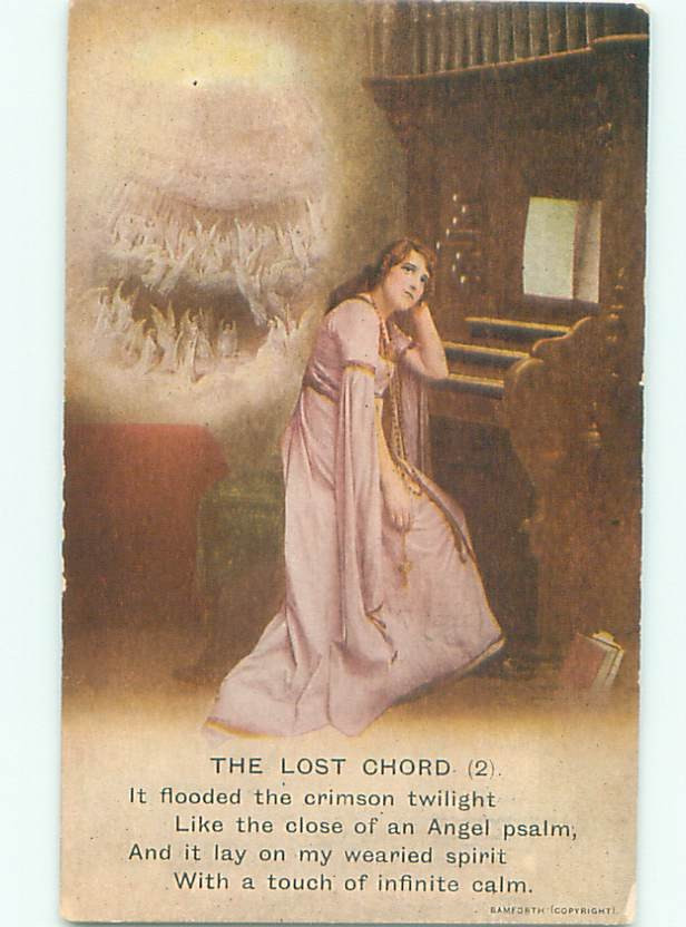 Bamforth vintage church organ religious music lady postcard clearance AC6685  