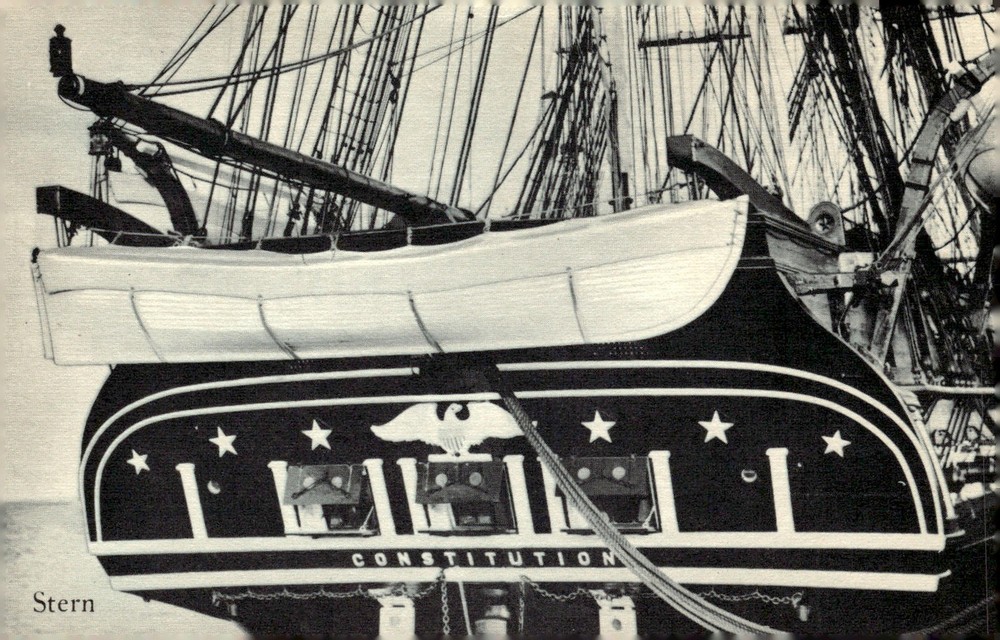1950s USS Constitution Old Ironsides Boston Massachusetts Stern Ship Postcard