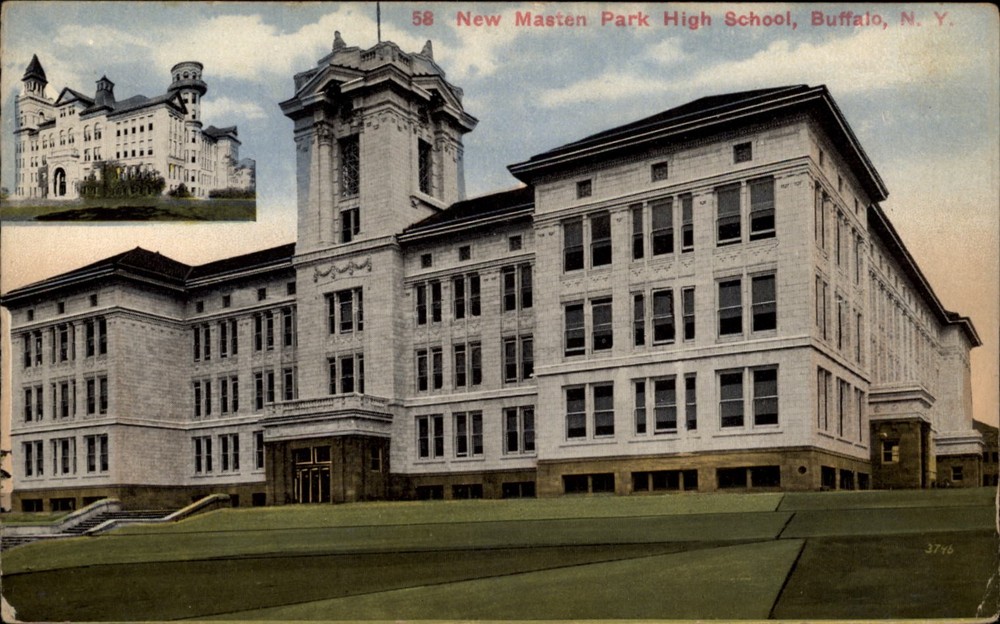 New Masten Park High School Buffalo New York vintage postcard c946