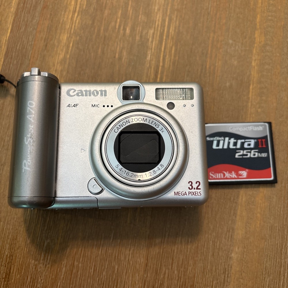 Canon PowerShot A70 3.2MP Compact Digital Camera Silver Used - Powers On - READ
