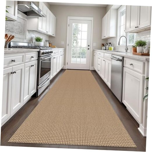 Washable 3x12 ft Tan Orange Brown Hallway Runner Rug