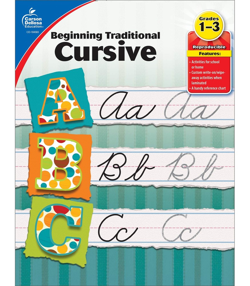 Carson Dellosa Grades 1-3 Beginning Traditional Cursive Handwriting Workbook, Wr