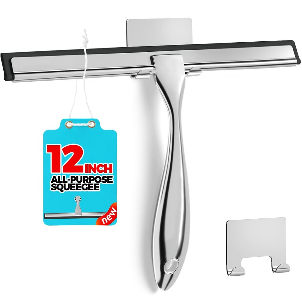 12-Inch All-Purpose Shower Squeegee for Doors, Walls , Tile 12 Inch, Silver USA
