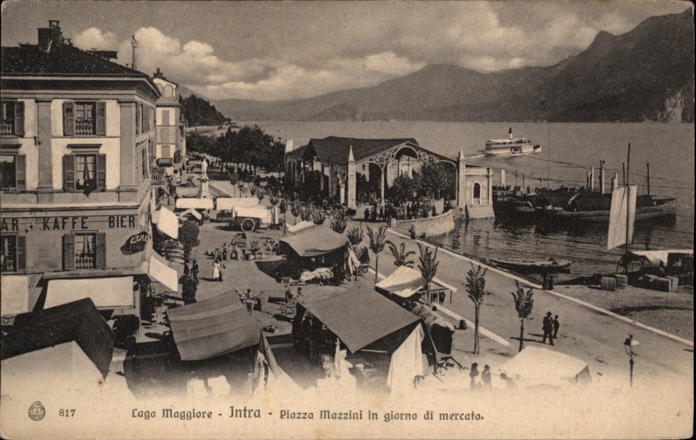 Piazza Mazzini Intra Lago Maggiore vintage postcard h141