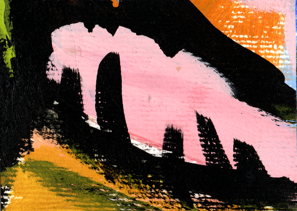 Abstract ACEO Miniature Seascape Original Painting OOAK Outsider Art-image