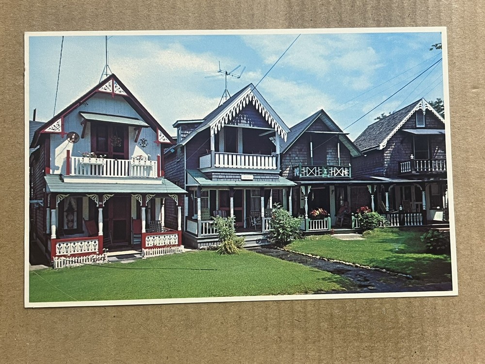 Postcard Oak Bluffs MA Massachusetts Camp Meeting Ground Gingerbread Cottages