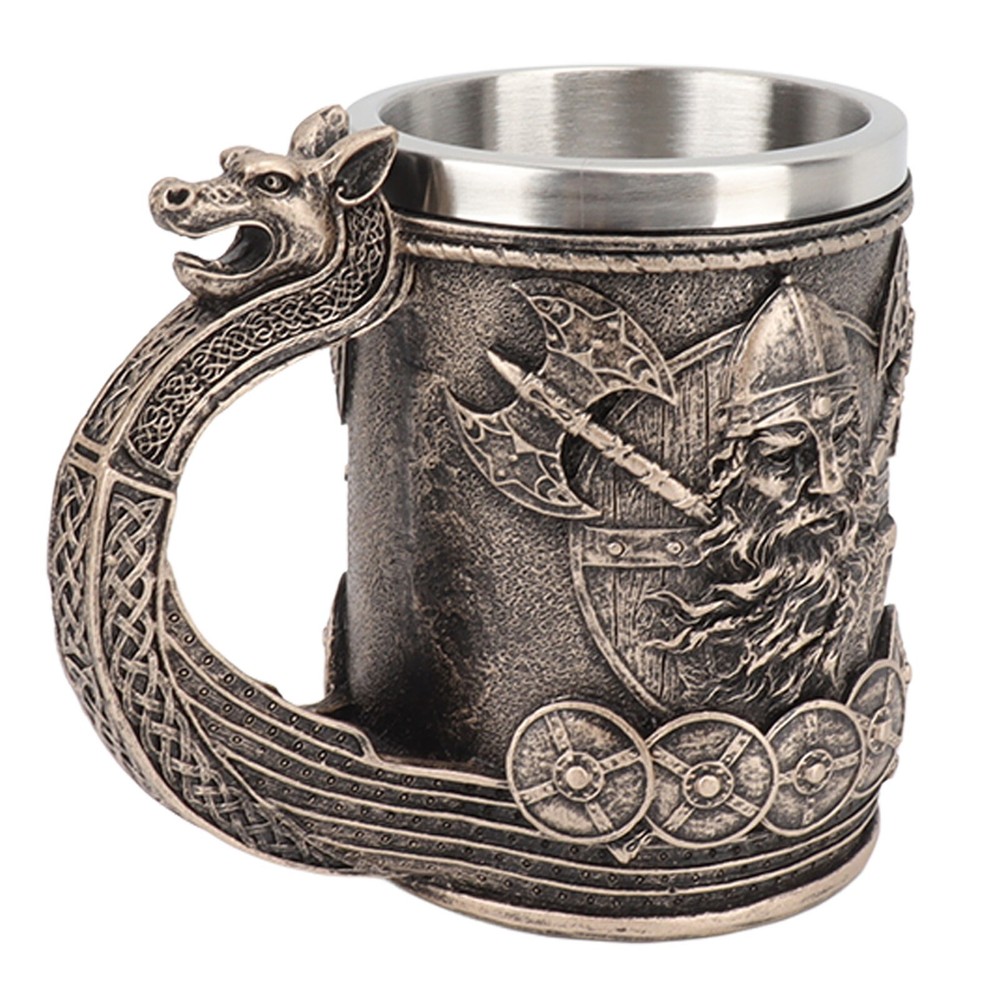 Viking Beer Mug with Stainless Steel Liner Large Vintage Resin Design