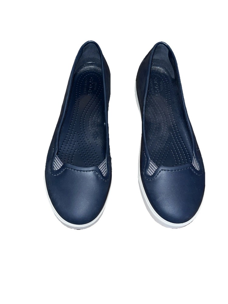 Crocs Women's Dual Comfort Sandals Size 8 with Slide Wedge Rubber Material. Navy