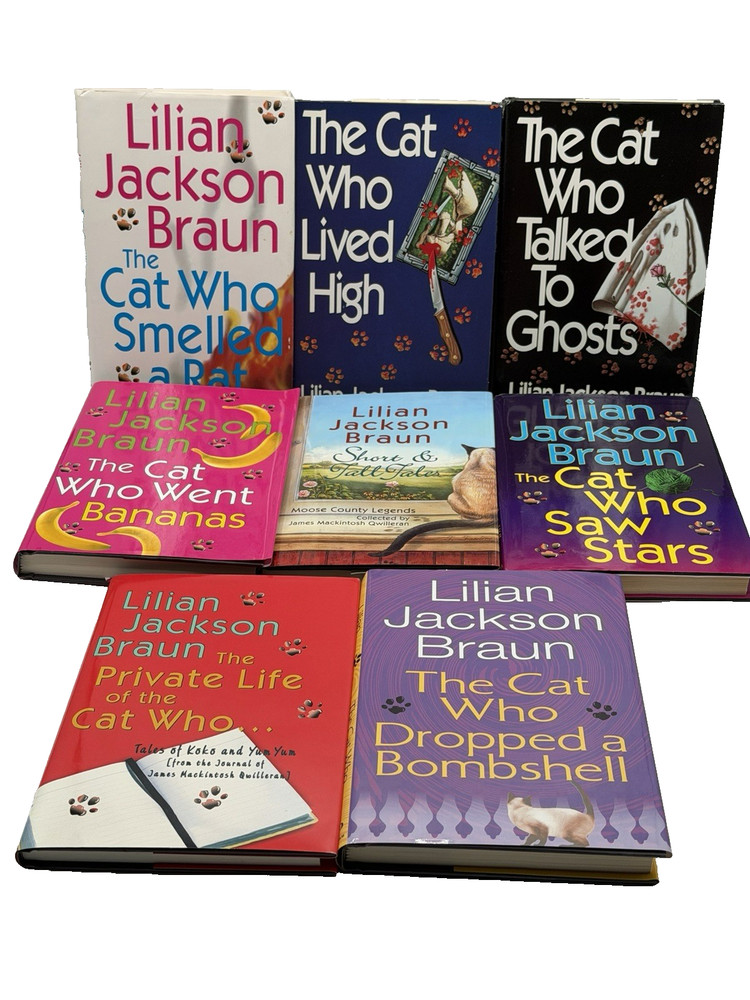 Lot of 8 Cat Who Book Series by Lillian Jackson Braun Hardcover Books - Ghosts
