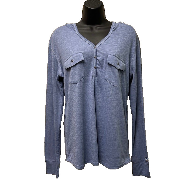KUHL Womens Lightweight Sora Hoodie Blue Sz L Outdoor Hiking Pullover Top Henley