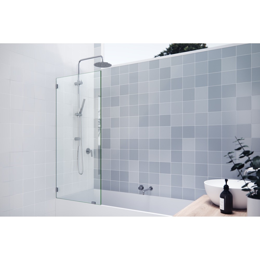 Frameless Polished Chrome Shower Bath Screen 58.25 x 26.5 Inches by Glass Warehouse