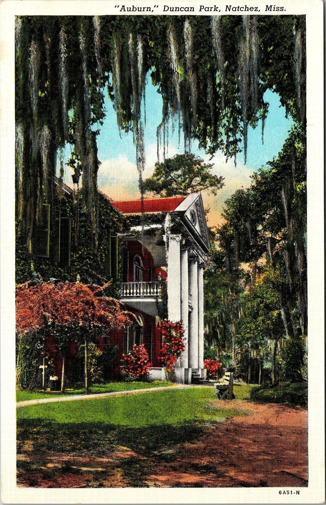 Natchez MS-Mississippi, Auburn Duncan Park, Vintage Postcard