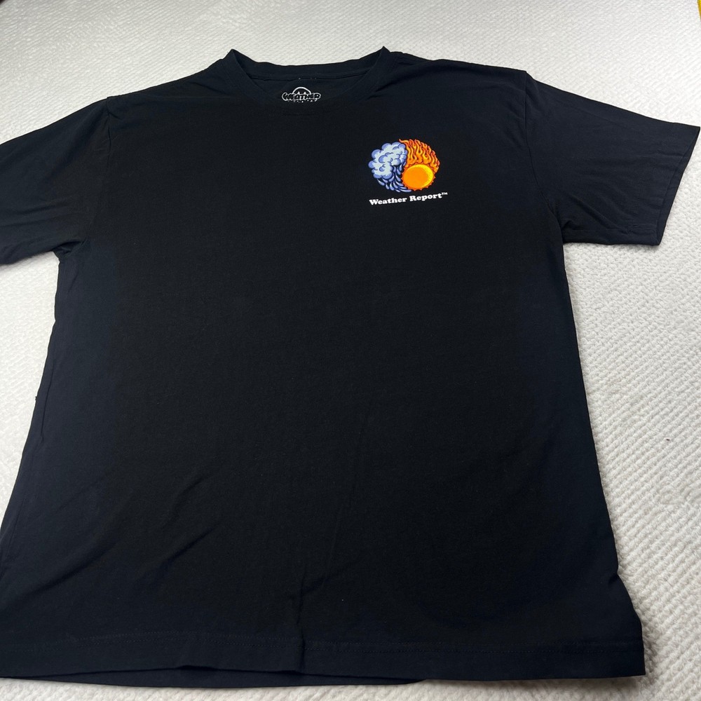 Weather Report XL Black T-Shirt Rain or Shine Graphic Print Menswear