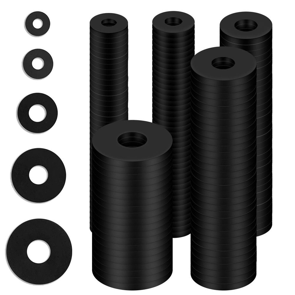 220 Pcs Flat Rubber Washers Assortment Kit,Black Rubber Flat Washer Rubber