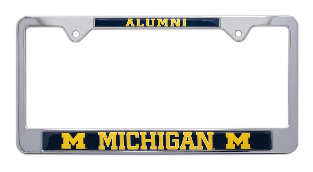 michigan wolverines alumni logo ncaa chrome license plate frame usa made
