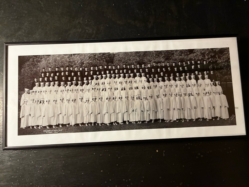 1955 Panoramic Framed Yard Long Haddonfield High School Black & White Picture