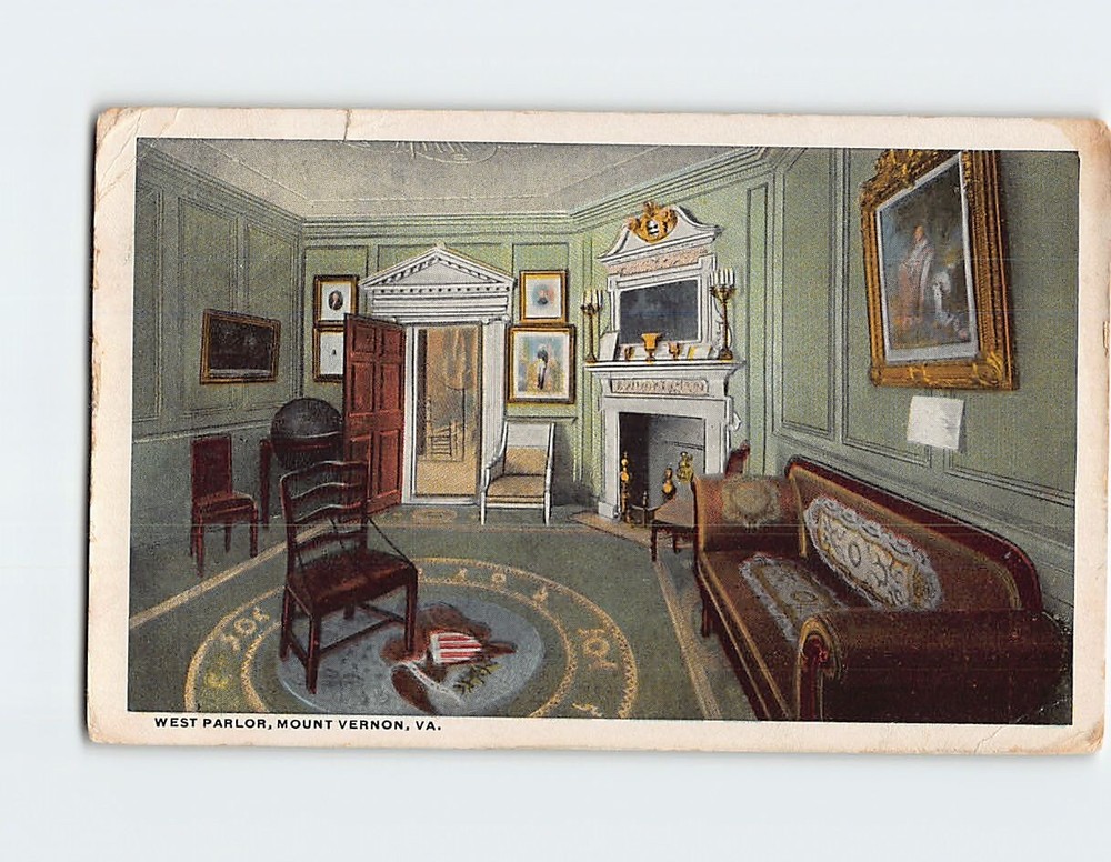 Postcard West Parlor Mount Vernon Virginia USA