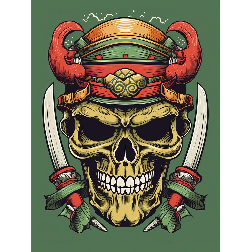 Evil Samurai Skull and Swords Tattoo 50s Huge Wall Art Poster Print Giant
