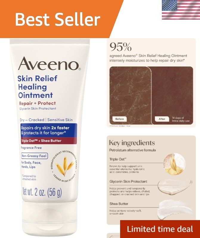 Extra Dry Skin Relief Ointment 2 oz - Soothing Triple Oat & Shea Butter Formula