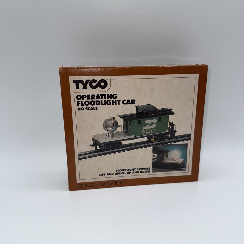 Tyco Burlington Northern Operating Floodlight Car Ho Scale & Lighted Bumper Trac