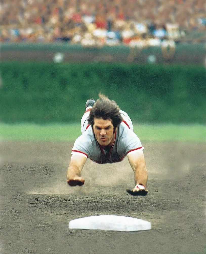 Pete Rose Stealing Base 8x10 PHOTO PRINT