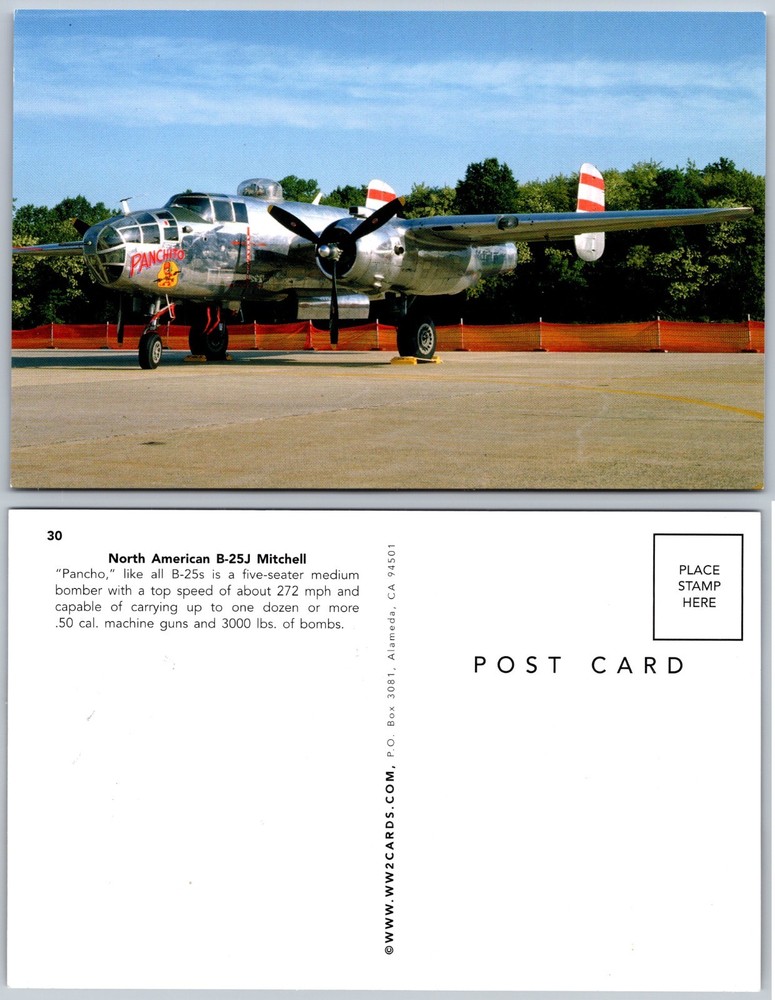 North American B25J Mitchell Airplane Postcard