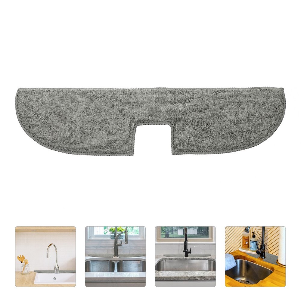 Sink Protector Sponge Mat Absorbent Water Drying Pad Grey Faucet Kitchen