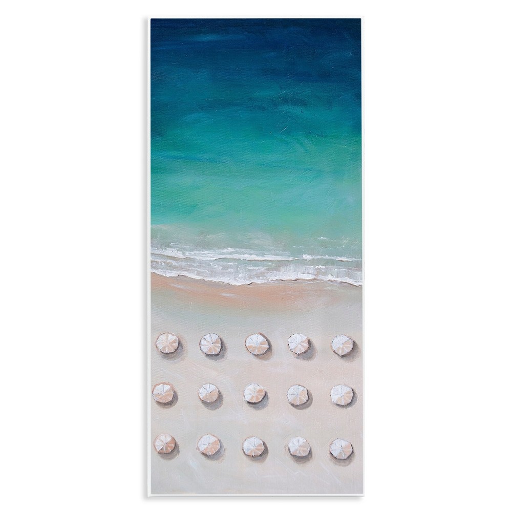 Stupell Aerial Umbrella Beach with Deep Blue Waters 7x17 Art