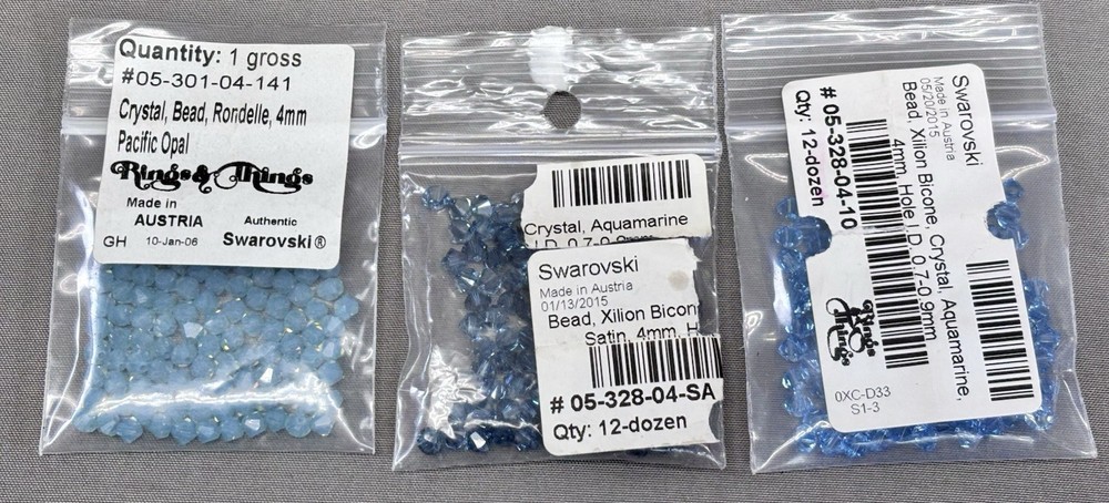 Swarovski Crystal Beads Blue Lot 4mm Aquamarine Bicones Pacific Opal Austria