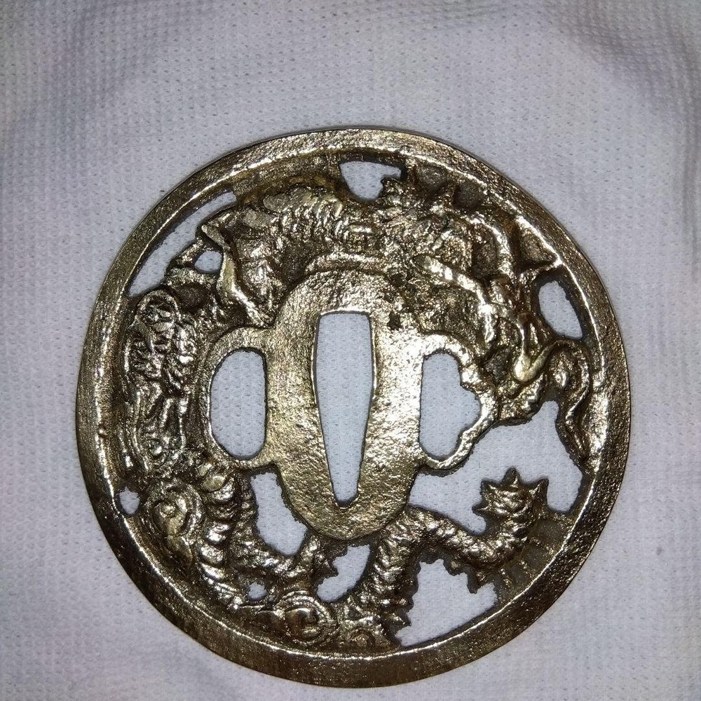 Japanese sword Tsuba used with minor scratches antique collectible craftsmanship