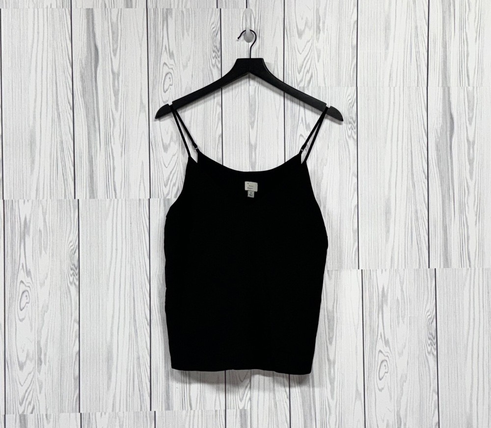 A New Day sleeveless top womens size medium solid black blouse
