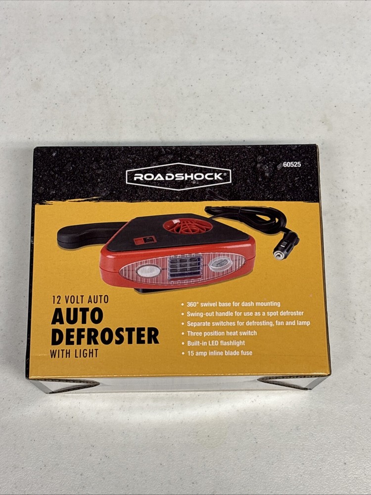 Roadshock Portable 12 Volt Auto Car Heater/Defroster with Light Model 60525