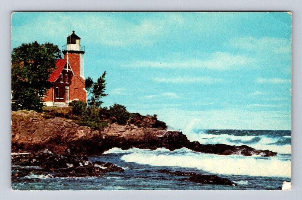 Eagle Harbor MI-Michigan, Light House, Lake Superior, Antique Vintage Postcard