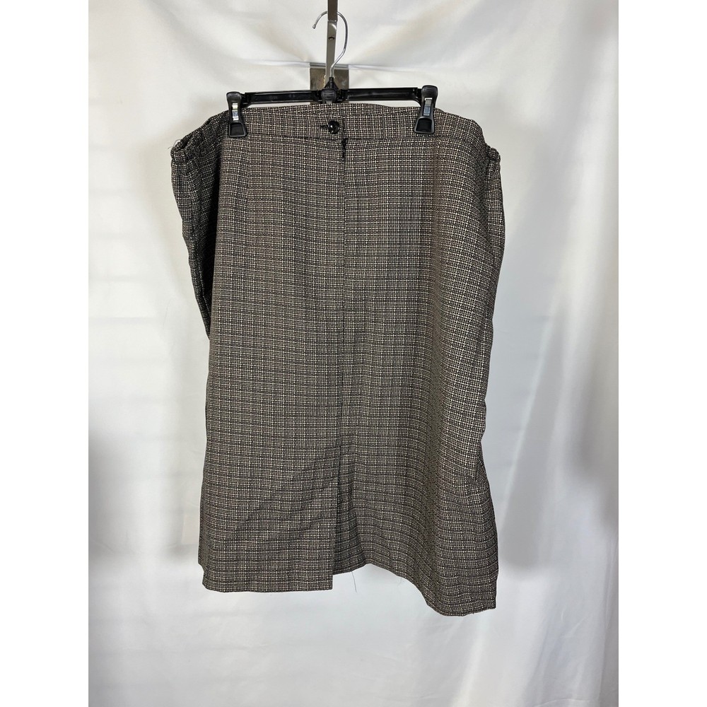 Unbranded Brown Black Micro Check Pencil Skirt Plus Size 22W Back Vent Lined