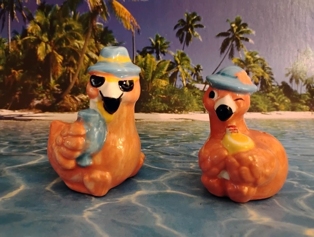 Mini Salt And Pepper Shakers - Pink Flamingo Pair