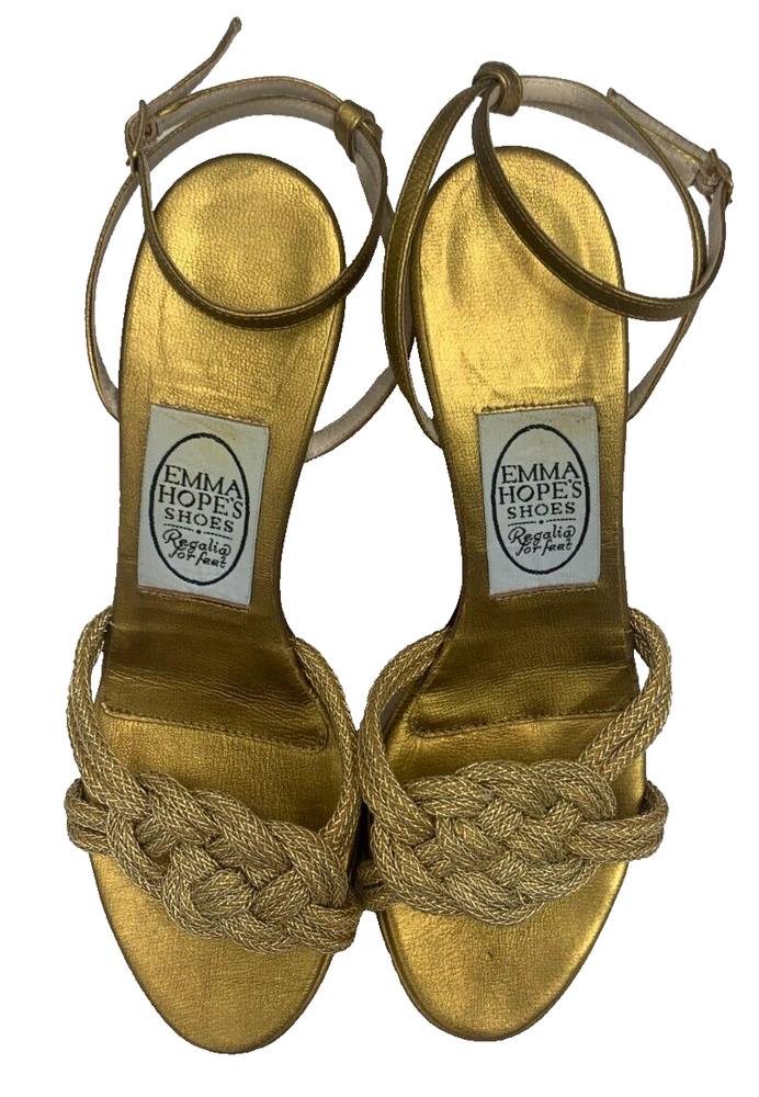 Emma Hope's Shoes | Regalia For Feet | Metal Rope Platform | Gold 37.5