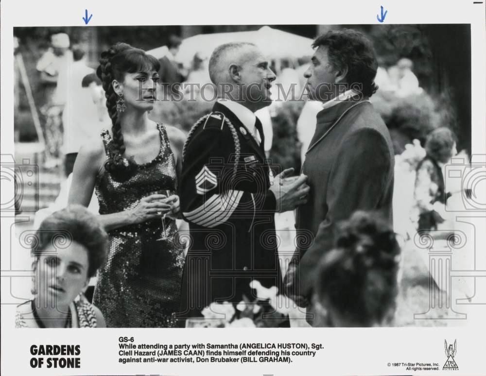 1987 Press Photo Anjelica Huston, James Caan, Bill Graham in 