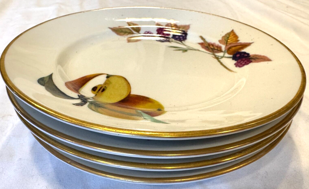 4 Vintage Royal Worcester Evesham Breat Appetizer Dessert Plates 6.5 Inch Free Shipping