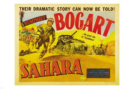 SAHARA 1943 movie poster HUMPHREY BOGART 20x30 action WWII ADVENTURE rare!