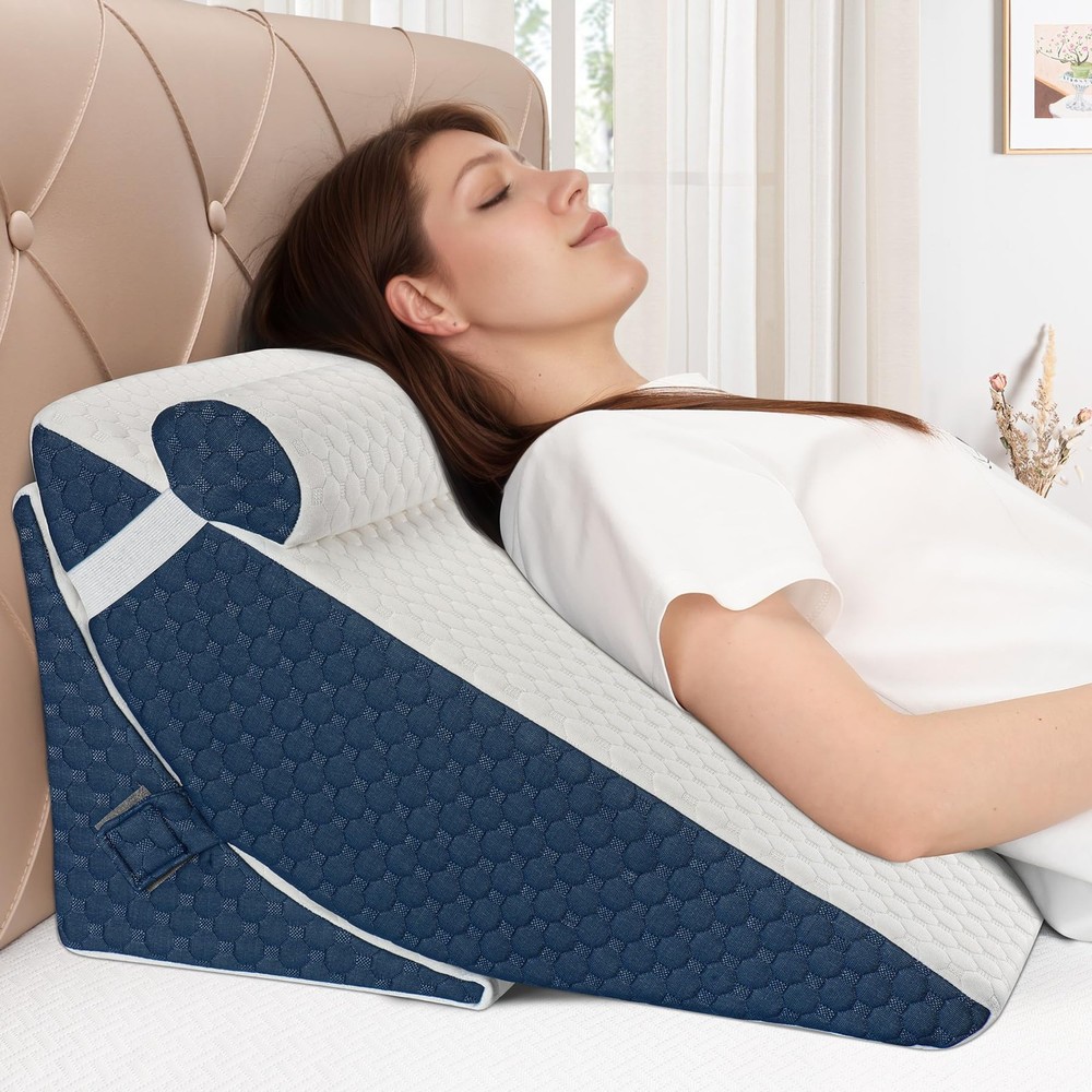 Bed Wedge Pillow Set for Post Surgery, 3PCS Wedge Pillow for Acid Reflux , Ad...