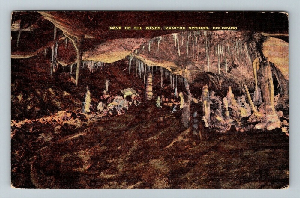 Manitou Springs CO-Colorado, Cave Of The Winds Vintage Souvenir Postcard