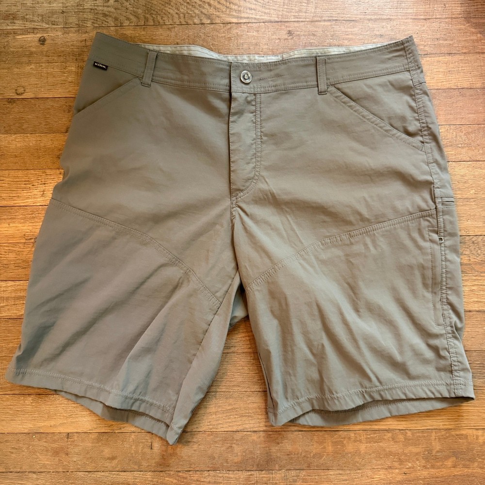 Kuhl Renegade Cargo Shorts Mens 40 Gray Green Hiking Outdoor Tech Stretch
