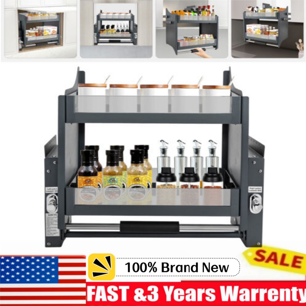 24-Inch Pull-Down Kitchen Shelf for Heavy-Duty Wall Cabinet Storage & Organization