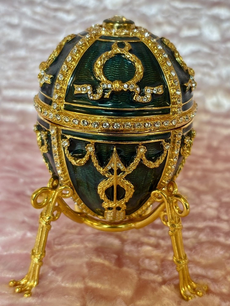 Faberge Imperial Rosebud Egg Blue in Original Box with COA