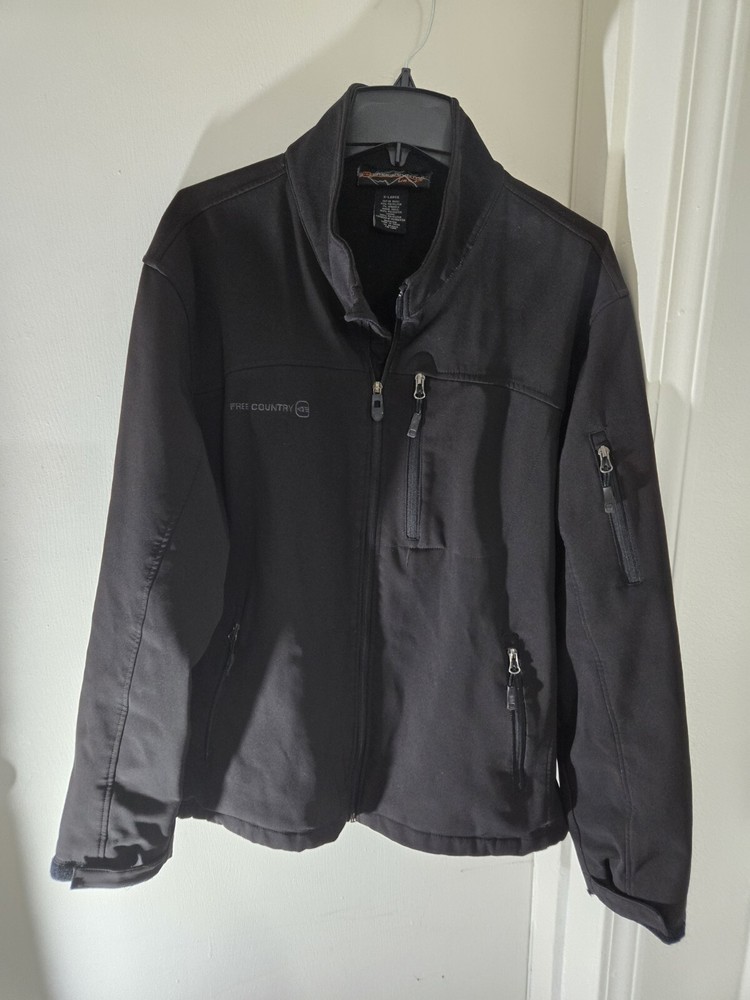 FREE COUNTRY Mens Jacket XL Black Wind & Water Resistant Full Zip