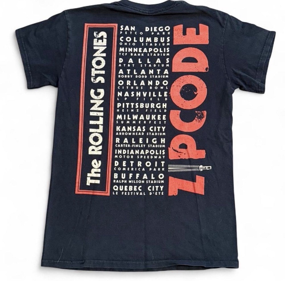 ROLLING STONES 2015 ZIP CODE TOUR Tongue Small Men’s Black 100% Cotton T Shirt