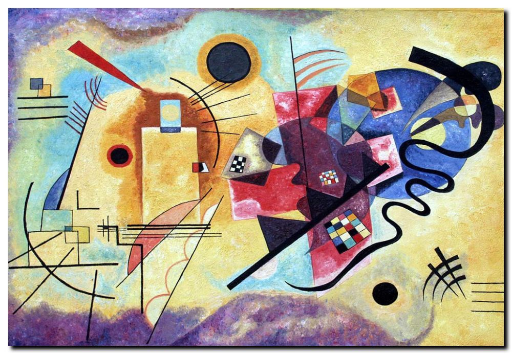 WASSILY KANDINSKY Framed Canvas Art Print 18x12 Red Yellow Blue Modern Abstract Wall Decor